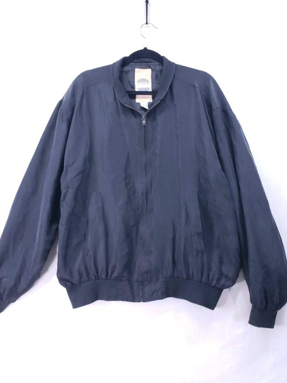 Vintage Silk Uomo Jacket Men Size Large 100% Silk Lightweight Classic Full Zip
